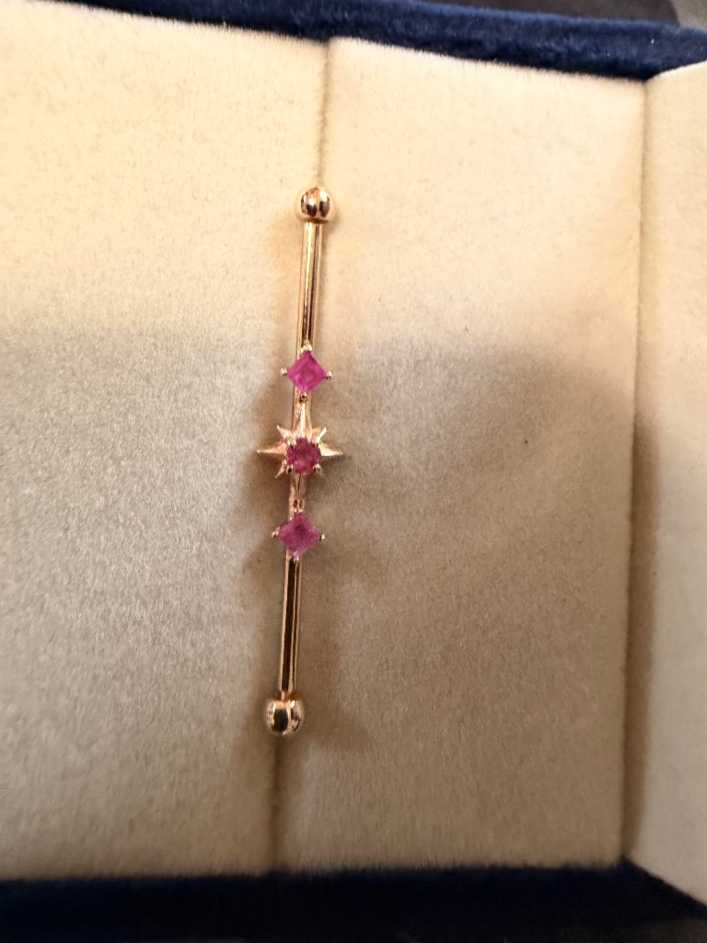 10k Yellow Gold Industry Bar Ruby Birthstone